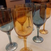 Стъклени цветни чаши ретро, снимка 4 - Сервизи - 34850246