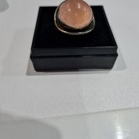 Сребърен комплект - пръстен и брошка с розов кварц, снимка 3 - Бижутерийни комплекти - 38999370