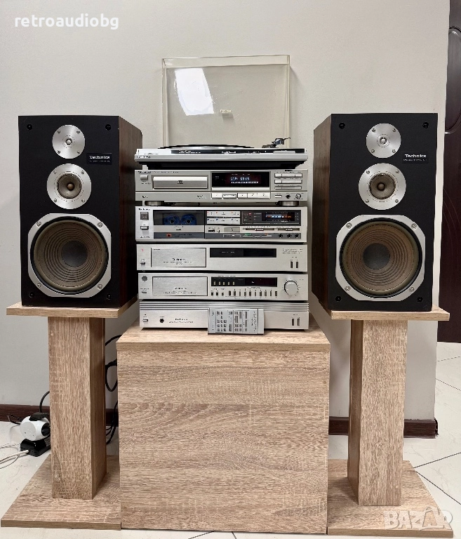 🔊Висок клас аудио сет Technics - стъпало, предусилвател с тунер, дек, CD, грамофон и колони, снимка 1
