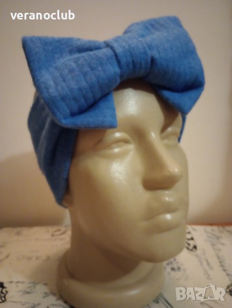 Зимна лента за глава с панделка Синя, снимка 1