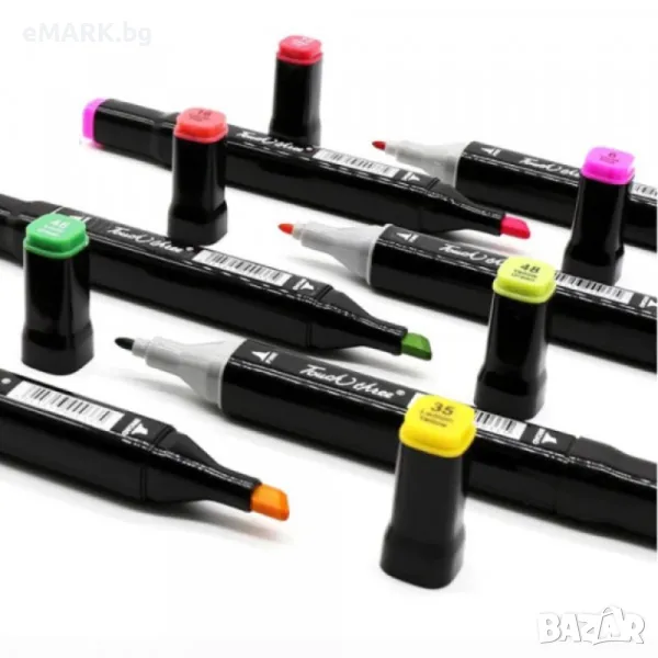 Комплект от 80 броя двустранни маркери направени от екологични материали с наситени цветове, снимка 1