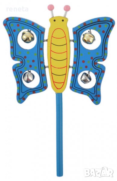 Играчка Ahelos, Пеперуда, Дървена, Синя, 27х17 см, снимка 1