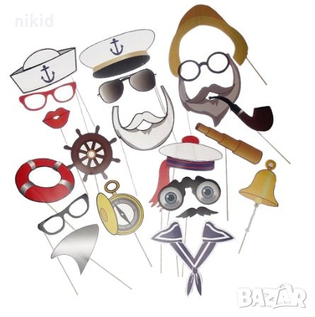 20 бр Морски Моряшки Капитан забавни клечки за фото Props пропс парти аксесоари за снимки, снимка 1