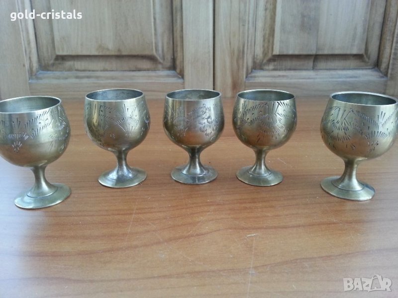 Чашки чаши  за ракия месинг, снимка 1