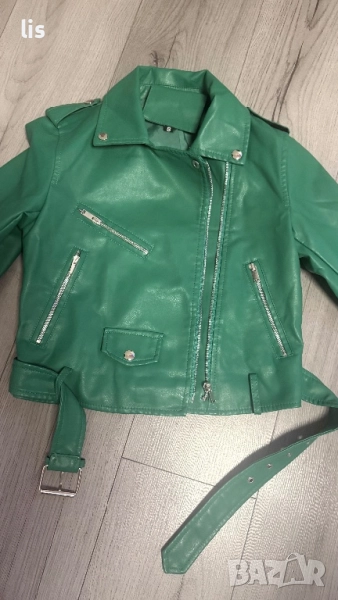 Зелено кожено яке, снимка 1