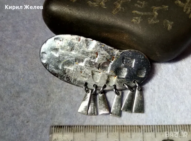 СТИЛНА СТАРА ВИНТИДЖ АРТ МЕТАЛНА СРЕБРИСТА БРОШКА РЪЧНА ИЗРАБОТКА 49842, снимка 1