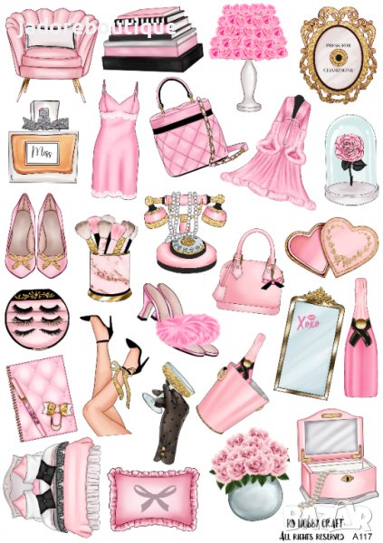 Стикери за декорация планер скрапбук Pink dreams самозалепващ лист А5, снимка 1