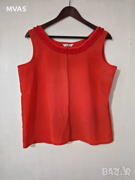 Керемиден оранжев топ с воалена декорация L размер, снимка 1