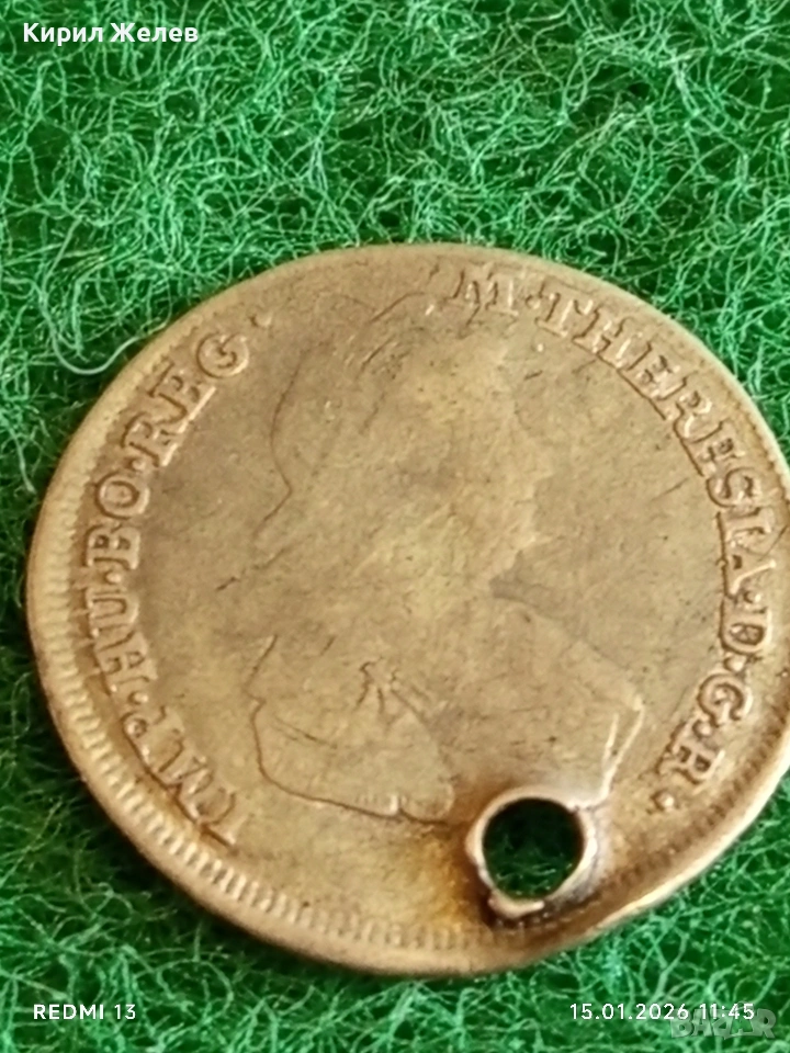 Сребърна монета 7 кройцера 1776г. Мария Терезия Австрия за КОЛЕКЦИЯ 52884, снимка 1