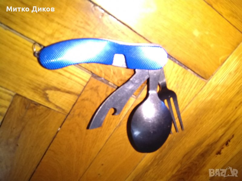 Туристическо ножче с 4 части -ножче -отварачка вилица-лъжица, снимка 1