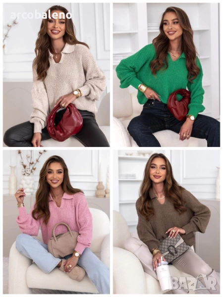 Дамски пуловер с яка Elvinia, 4цвята , снимка 1