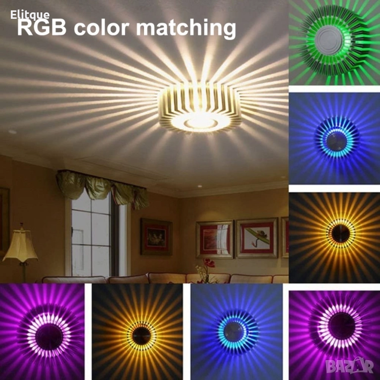 Вътрешна стенна декоративна LED лампа с многоцветен градиент, с дистанционно управление, снимка 1