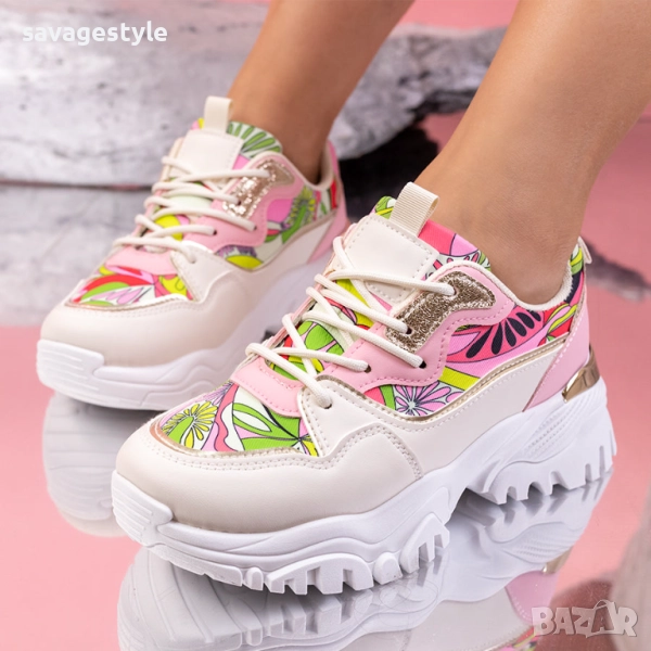 Цветни дамски маратонки с връзки , снимка 1