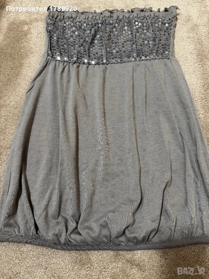 Елегантно Сиво Бюстие с Пайети 🌟, снимка 1