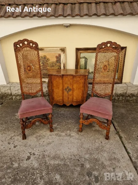 Страхотен чифт антикварни трапезни столове Чипъндейл , снимка 1