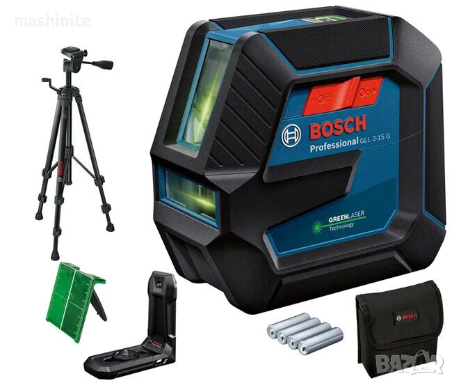 Лазерен линеен нивелир GLL 2-15 G + LB 10 + BT 150 Bosch, снимка 1