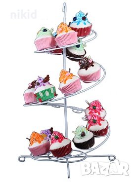 Спирала метална стойка поставка за 19 бр мъфини мъфина къпкейк кексчета, снимка 1