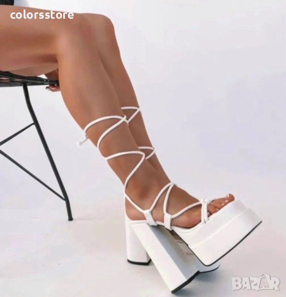 Сандали на ток - бяла кожа - FM25, снимка 1