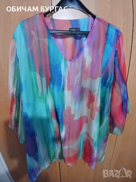 НОВА ПРЕКРАСНА ТУНИКА ОТ ФИН ШИФОН В ЛЕТНИ ЦВЕТОВЕ С ЕЛАСТИЧНО ПОТНИЧЕ, снимка 1