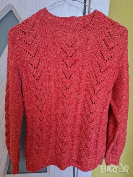 Дамска ръчно плетена блуза оранжева, снимка 1