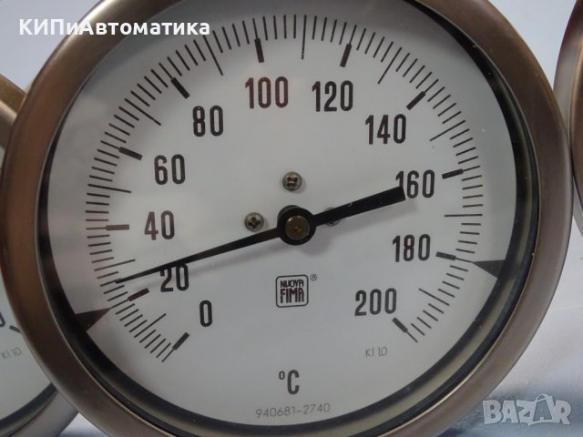 биметален термометър NUOVA FIMA Ø110mm G1/2 KL1 0/+200°C L- 100-300mm, снимка 4 - Резервни части за машини - 37104073