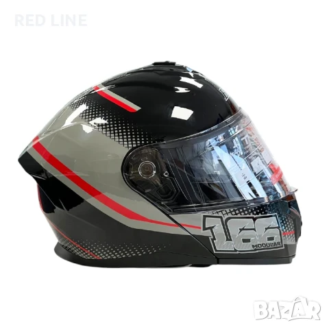 Mодуларна каска за мотор черно/червено