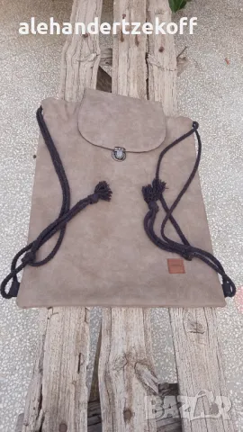 Кожена мешка раница ALE-HOP, снимка 5 - Раници - 47409772