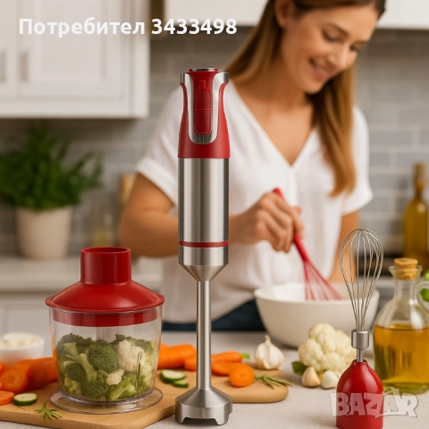 Пасатор 3 в 1 с чопър и бъркалка Royalty Line RL-ESMS800, снимка 2 - Съдове за готвене - 51971354