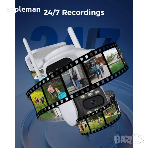 64gb + карта Тройна ICsee охранителна камера 6K 12MP 3 обектива WiFi, снимка 3 - IP камери - 48588836