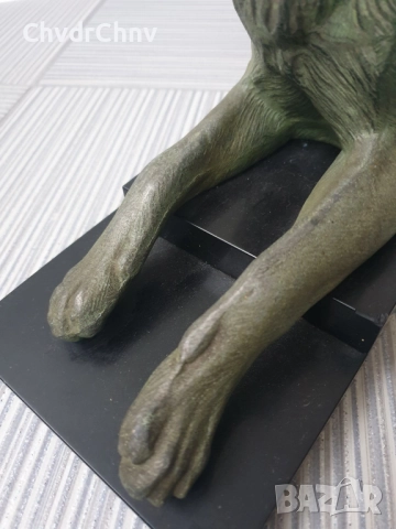 51см-9кг Carvin ЦAM статуетка/стара френска скулптура/фигура на куче-немска овчарка, снимка 15 - Статуетки - 52989414