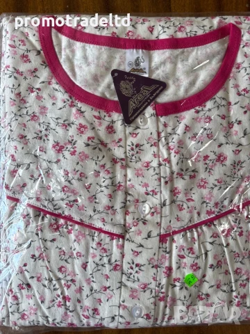 Българска памучна нощница с дълъг ръкав големи номера, снимка 3 - Нощници - 50986879