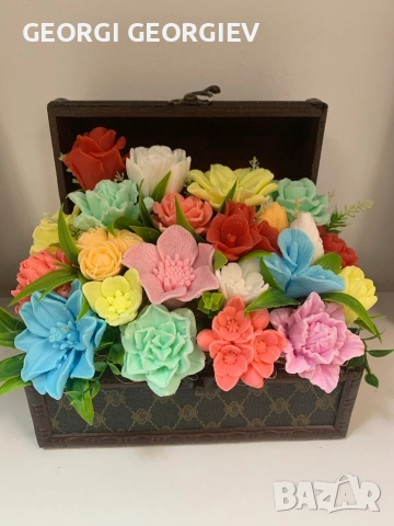 цветя изработени с глицеринов ароматен сапун и Българска роза 🌹, снимка 17 - Изкуствени цветя - 53255257