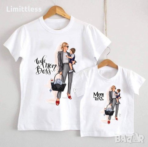 Тениски комплект за майка и дете Мама и аз еднакви, снимка 9 - Бодита за бебе - 33218446