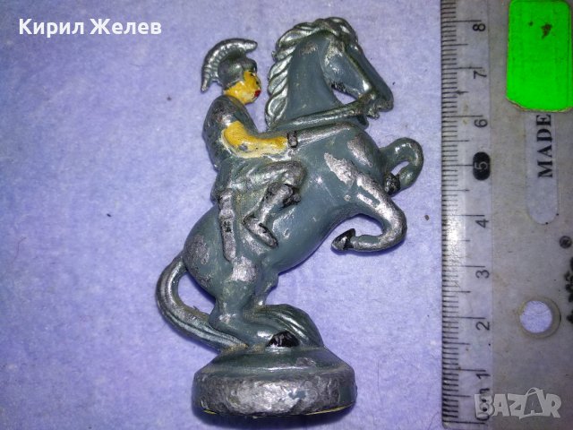 СТАРО ОЛОВНО ВОЙНИЧЕ РИМСКИ КОННИК КАВАЛЕРИСТ ВОИН ФИГУРКА от ШАХ - КОН Ръчно ОЦВЕТЕНА РЯДКА 41384