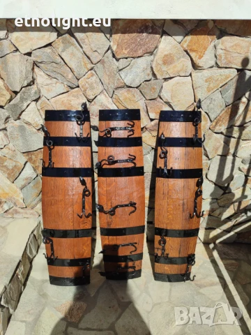 Красиви стенни закачалки от автентични реставрирани бъчви с ръчно ковано желязо , снимка 5 - Паравани - 44113072