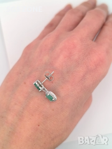 Сребърни обеци със смарагд, сапфир или рубин, снимка 9 - Обеци - 52875265
