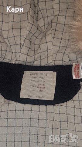 Детско палто с пух 80см ZARA, снимка 3 - Бебешки якета и елеци - 43271135