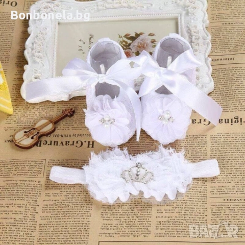 Бебешки буйки / обувки + лента в комплект, снимка 7 - Бебешки обувки - 53035070