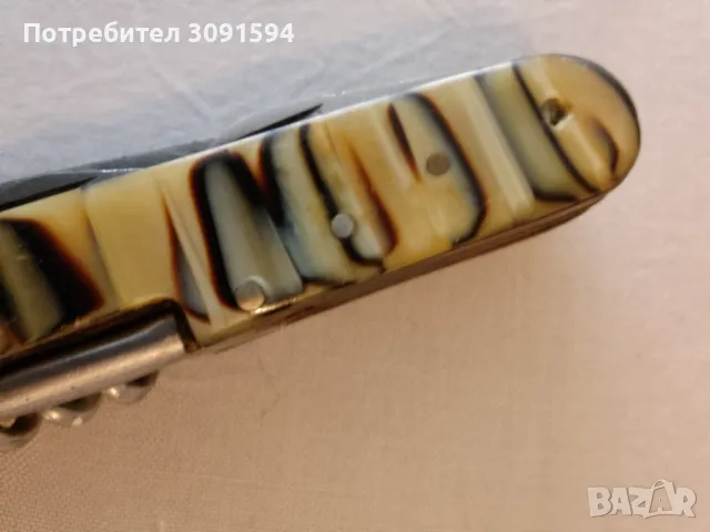 Старо   колекционерско туристическо ножче многоцветен седеф- 9 см във перфектно състояние , снимка 6 - Ножове - 50127150