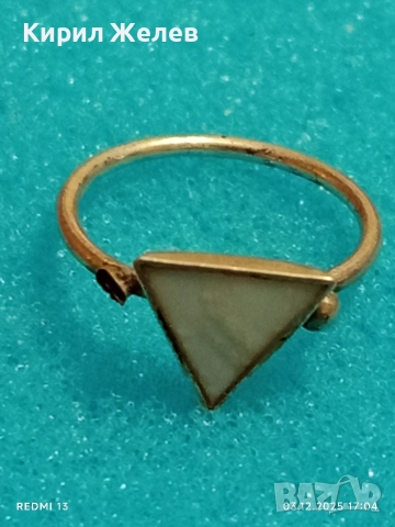 Сребърен АРТ пръстен със шлифован лунен камък майсторска изработка 46993, снимка 2 - Пръстени - 52640747