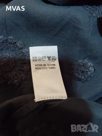 Нова дамска черна памучна блуза риза с бродерия  L размер, снимка 4 - Ризи - 49756195