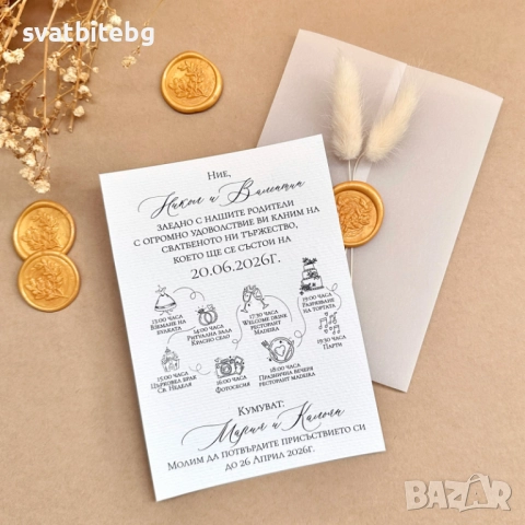 Покана Паспорт, Сватбени покани с восъчен печат, покани с програма, снимка 5 - Покани - 52046967