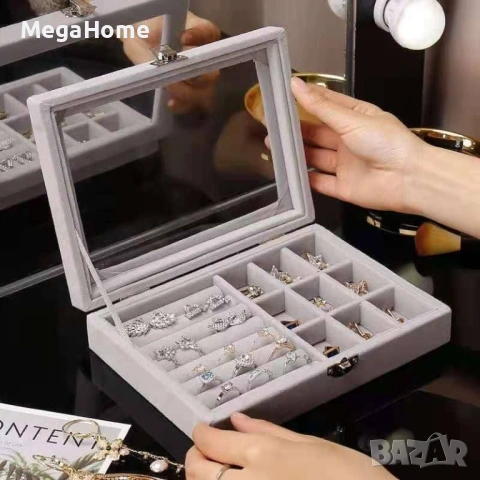 Кутия за бижута, Hggzeg, Преносима, Прахоустойчива, За пръстени, Колиета, снимка 2 - Други - 53105114