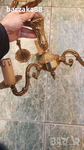 Малък месингов полилей , снимка 3 - Полилеи - 53162606