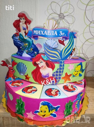 Картонена торта Малката русалка , снимка 1