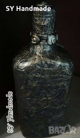 Ръчно декорирана празна бутилка с глина, снимка 2 - Декорация за дома - 27964097