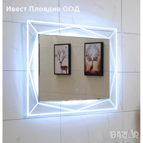 Огледало за баня 80х60см с вградено LED осветление и “Touch screen” , снимка 2 - Огледала - 27505815