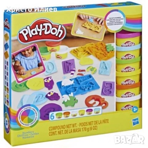 Нов Комплект Play Doh мек пластелин с числа и форми комплект 6 цвята пластелин