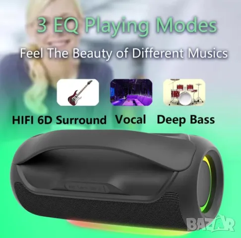 120W SODLK T300 Subwoofer Bluetooth Speakers Wireless TWS Interconection NFC HIFI 6D Stereo Surround, снимка 12 - Тонколони - 48251559