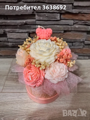 Букет от соев восък , снимка 2 - Ръчно изработени сувенири - 53160438